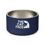 The Cat Face designer cat bowl stainless steel pet bowl navy blue Mad Cat Cartel