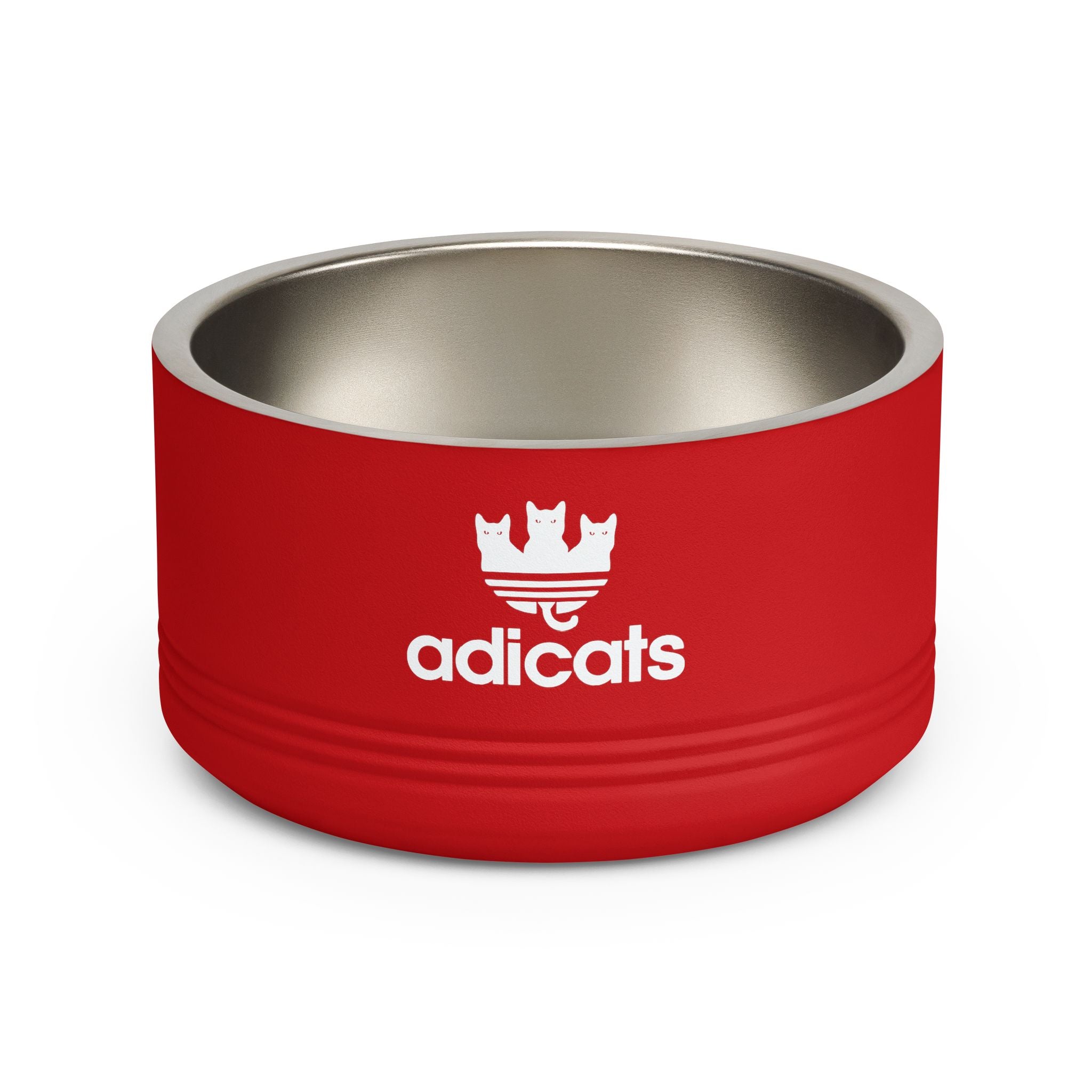 Adicats designer bowl for cats, stainless steel food bowl by Mad Cat Cartel