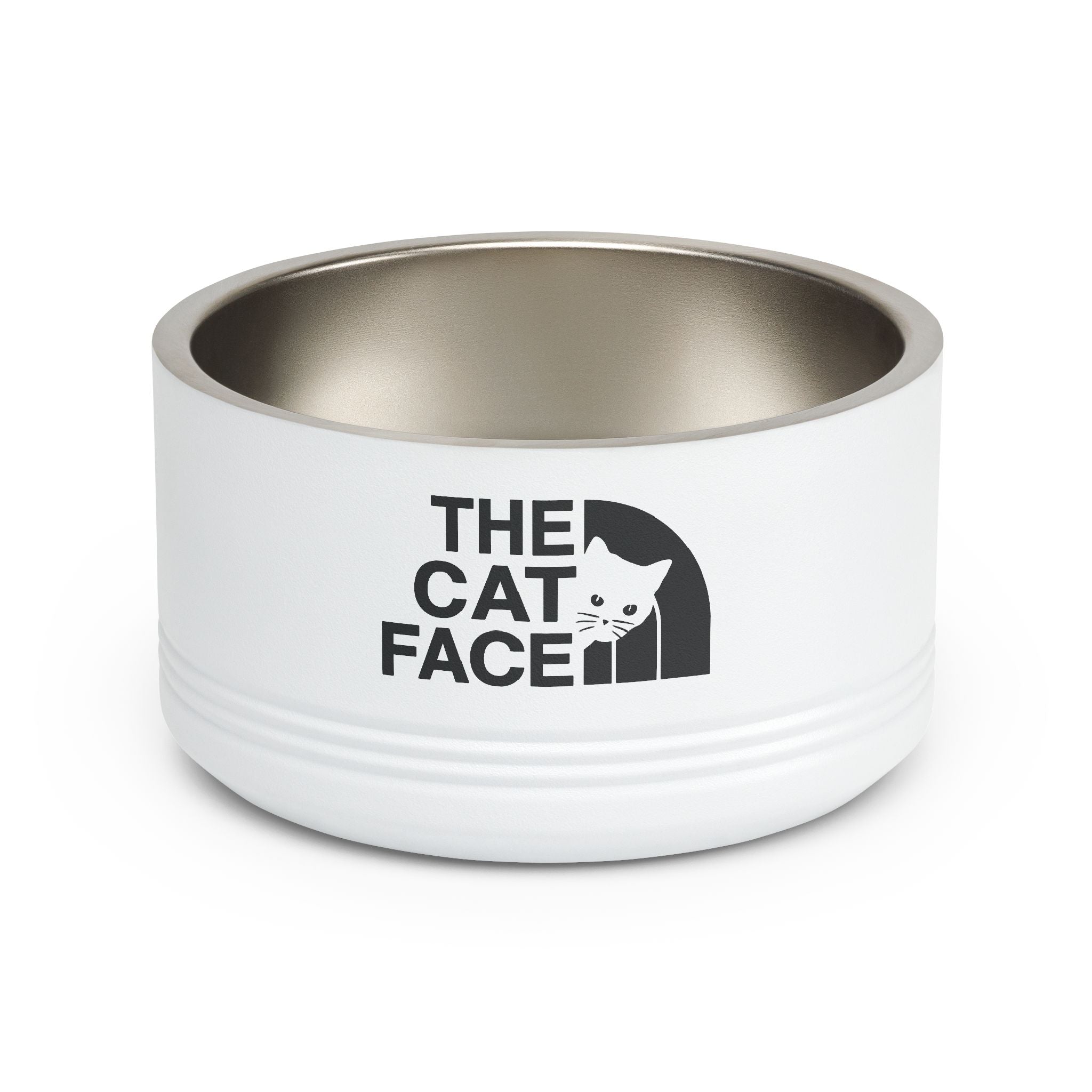 The Cat Face white designer cat bowl, stainless steel pet bowl