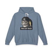 The Cat Face The North Meow Hoodie in blue jean, front view