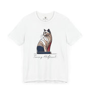 Tommy Hilficat Regal Outline Cat Graphic T-Shirt in white, flat lay