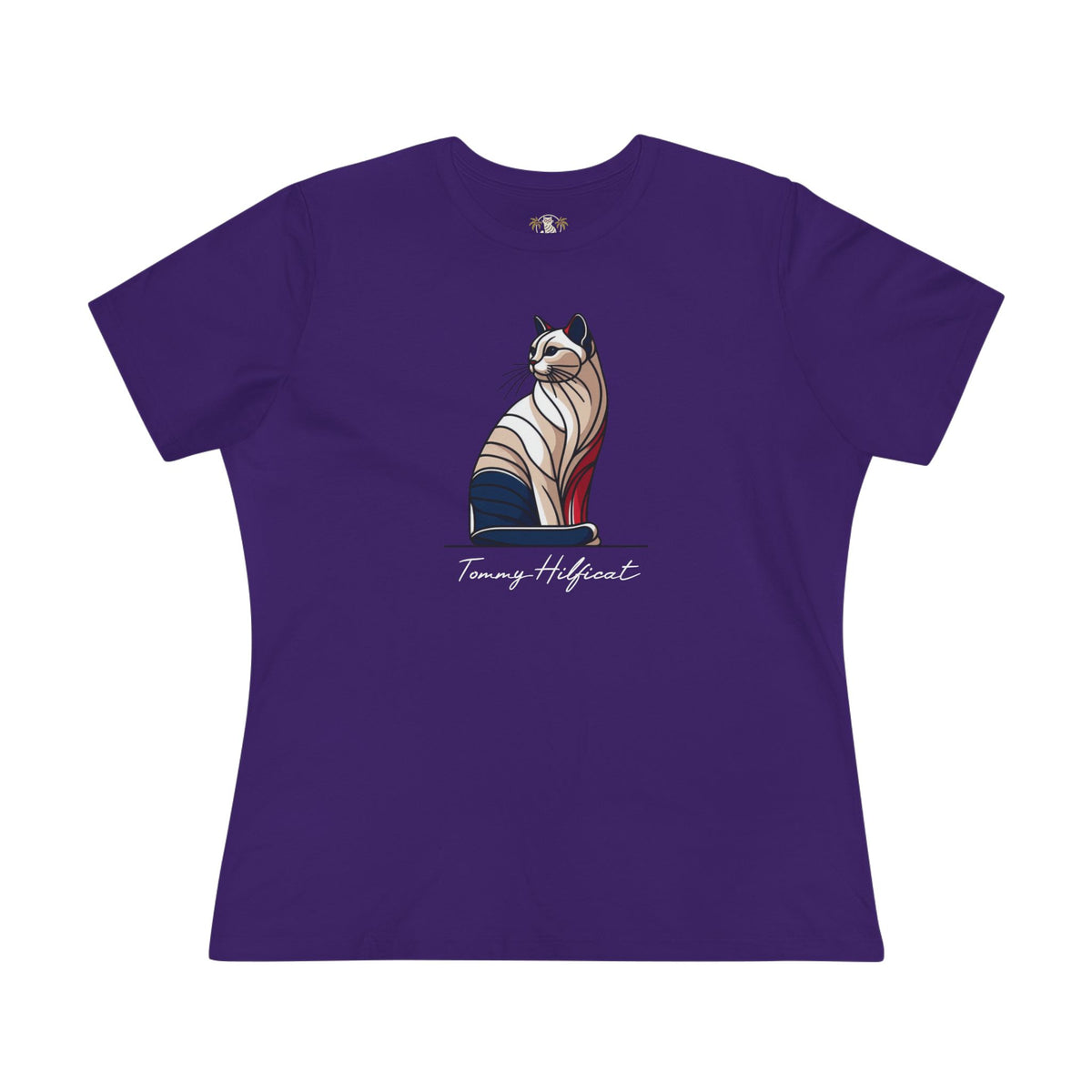 Tommy Hilficat The Sitting Icon Women's T-Shirt in team purple, front view