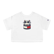 Tommy Hilficat x Champion Pop-Up Kitty Graphic Cropped T-Shirt in white, front view