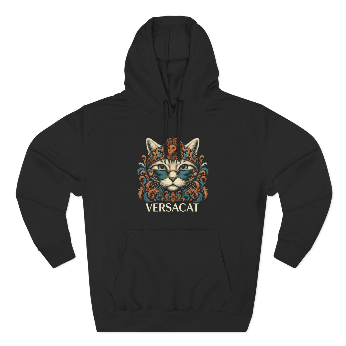 Versacat Baroque Bloom Graphic Hoodie in black, front view