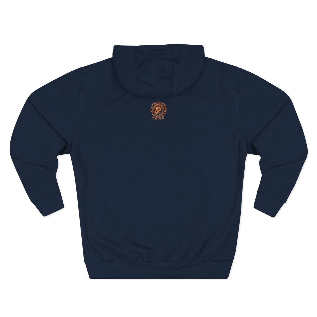Versacat Baroque Bloom Graphic Hoodie in navy, front view