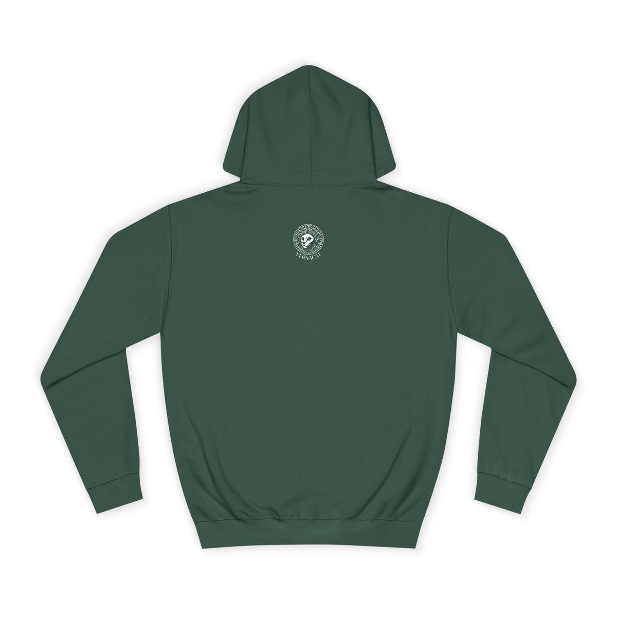 Versacat Chest Logo Cat Graphic Hoodie in bottle green, front view