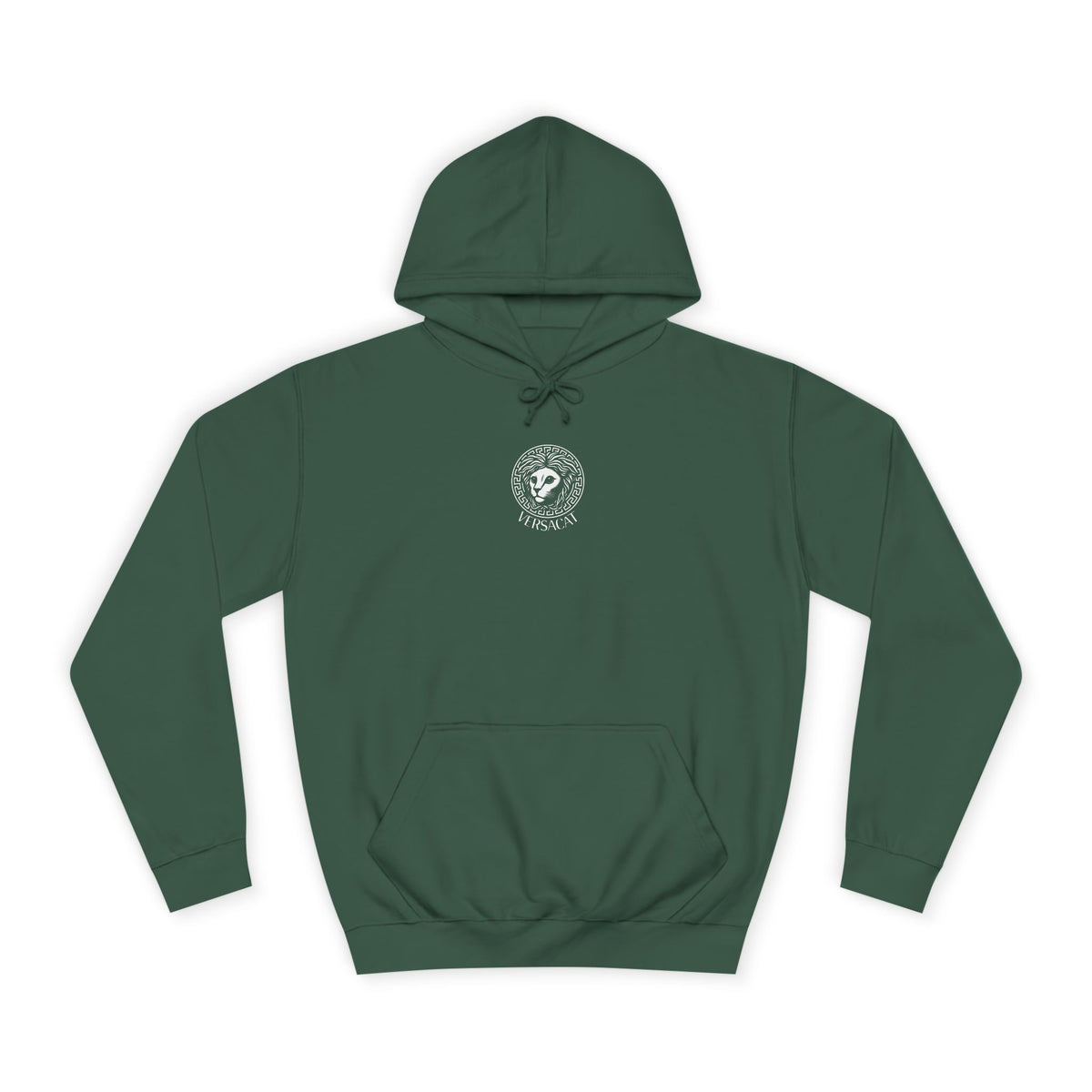 Versacat Chest Logo Cat Graphic Hoodie in bottle green, front view