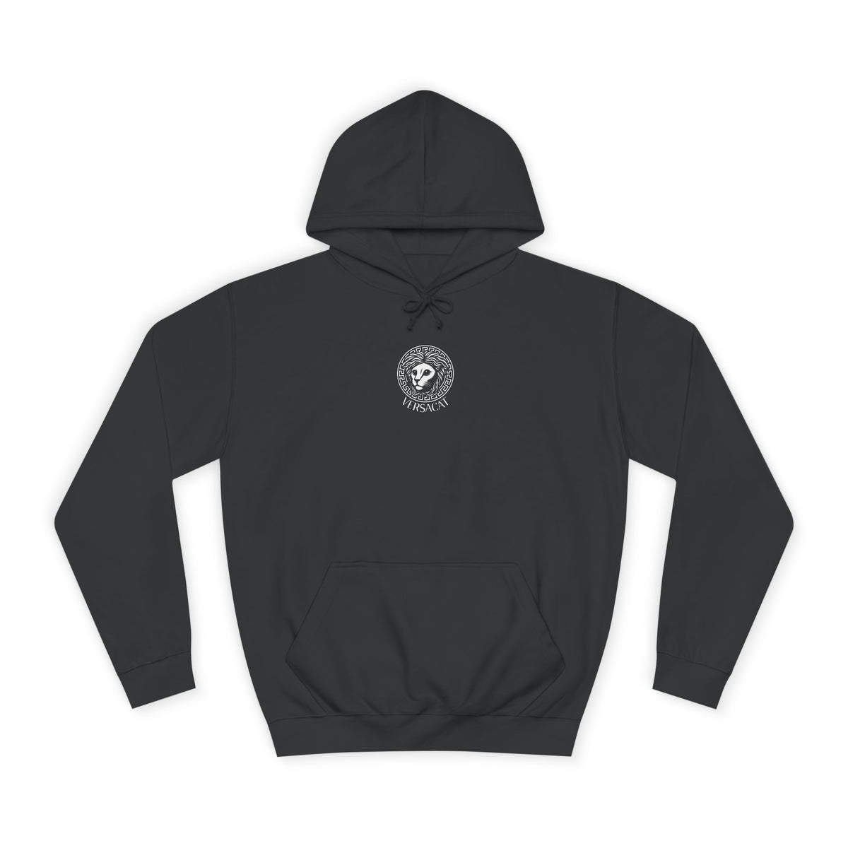 Versacat Chest Logo Cat Graphic Hoodie in jet black, front view