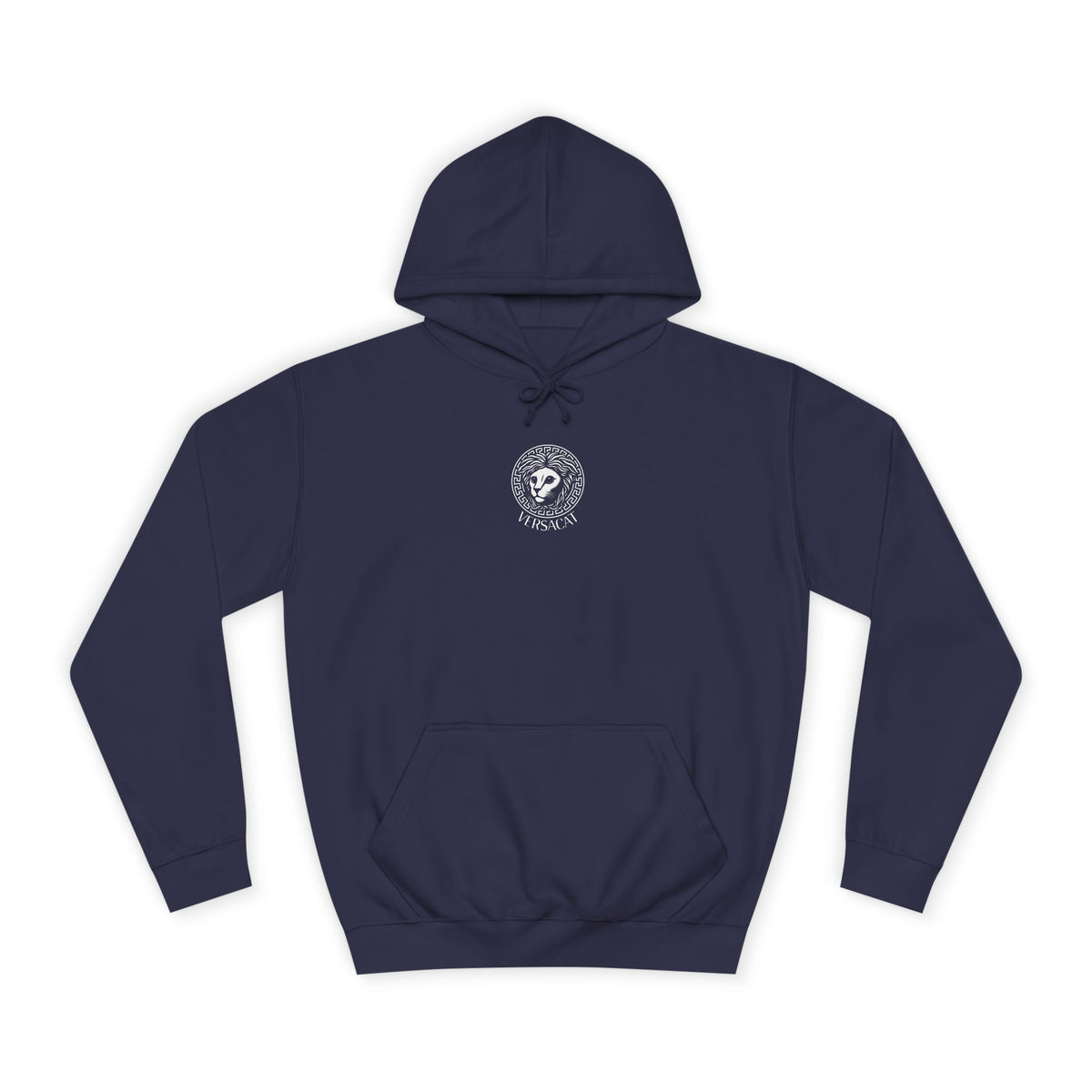 Versacat Chest Logo Cat Graphic Hoodie in oxford navy, front view