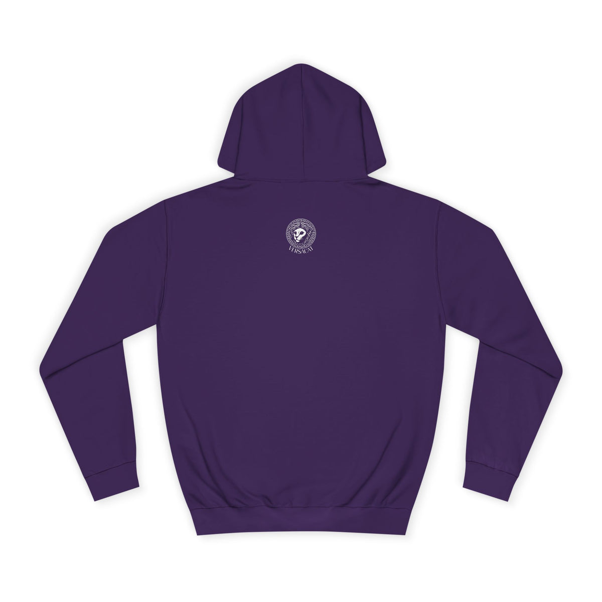 Versacat Chest Logo Cat Graphic Hoodie in purple, front view