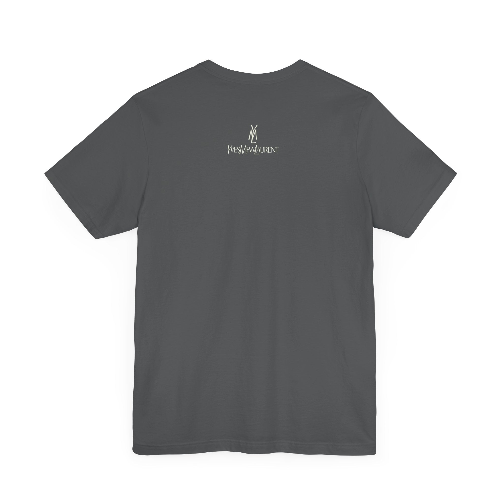 Yves Mew Laurent Le Chat Icon Cat Graphic T-Shirt in asphalt, back view